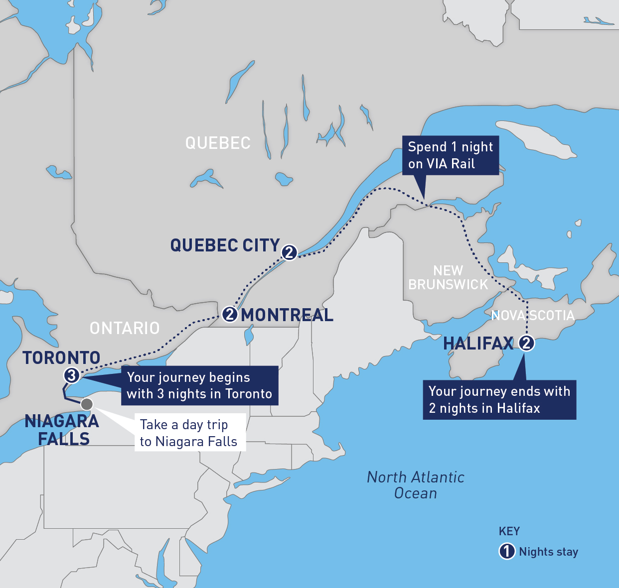 Ontario Quebec and the Canadian Maritimes Rail Journey